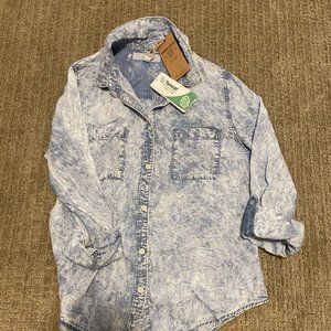 Thread Supply Blue Stone Acid Wash Button Down Shirt- Brand New with Tags